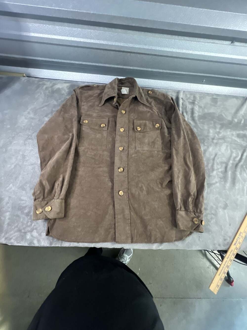 Walkers Vintage Brown Suede Button-Up Shirt Jacket Size L